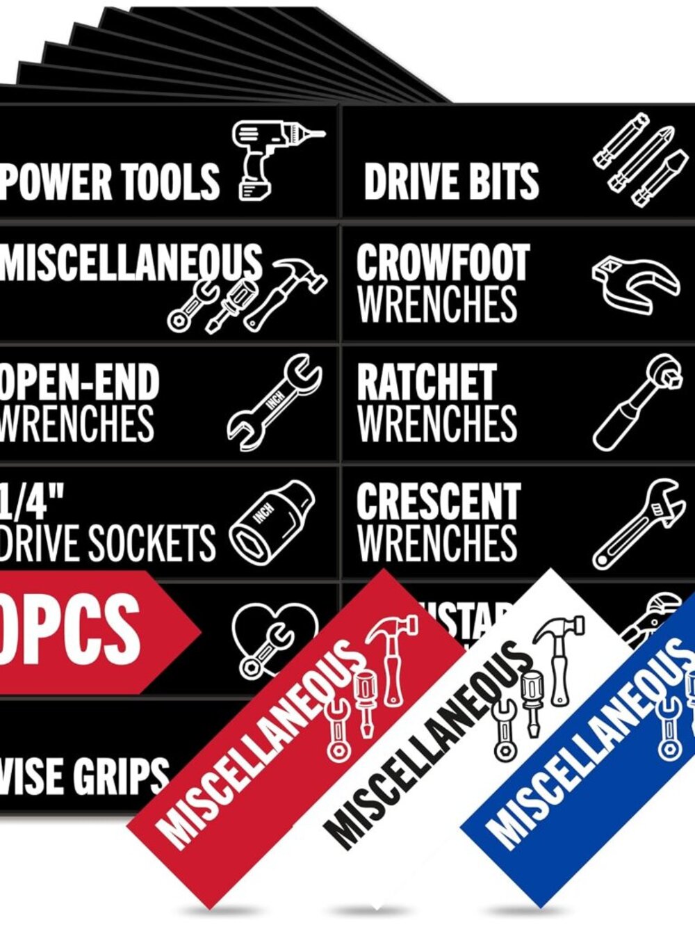 Black Magnetic Tool Box Labels, Toolbox Organization Magnets